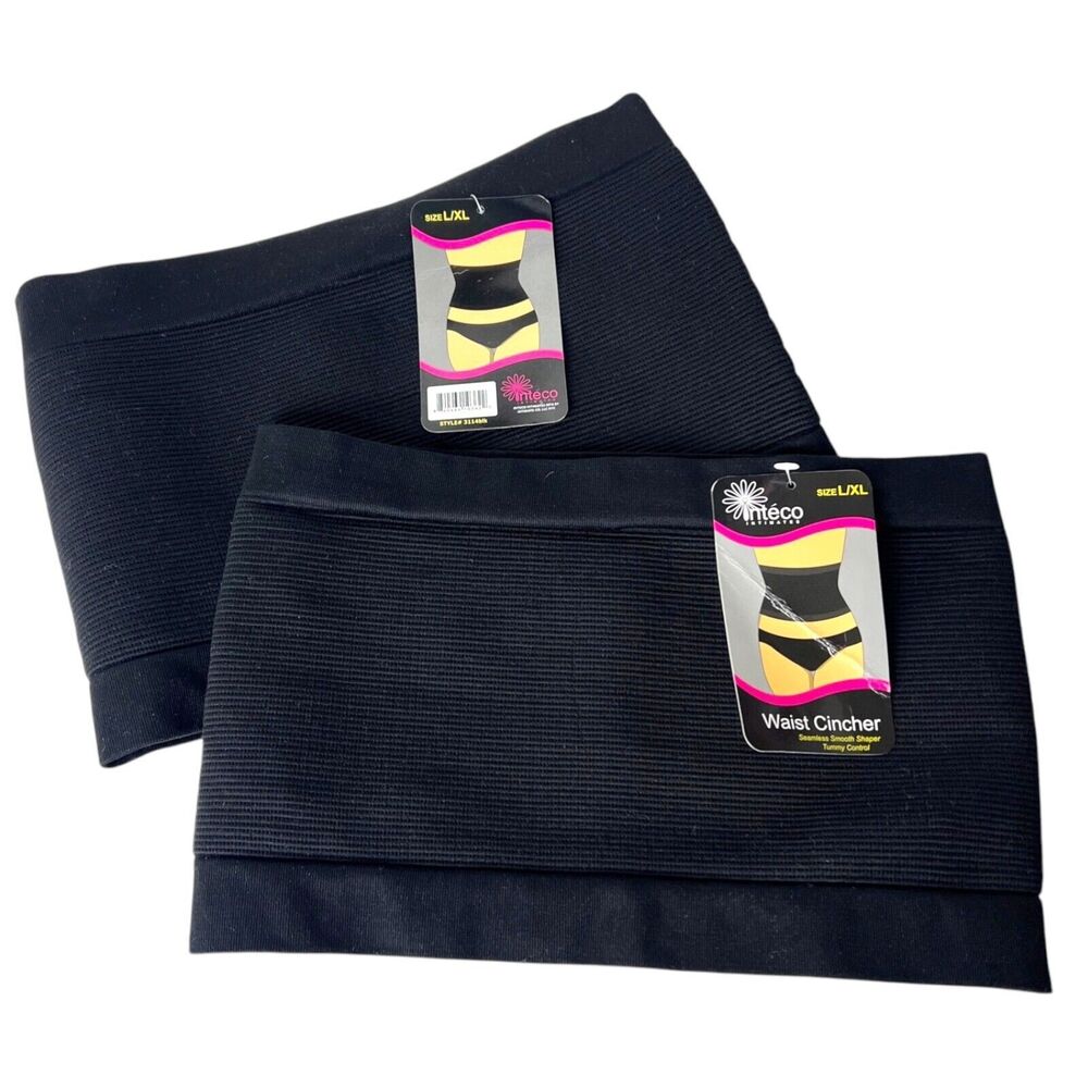 Set of 2 Inteco Intimates Waist Cincher Seamless Shaper Tummy Control L/XL NWT